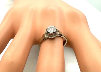 Bague En Platine Avec Solitaire Diamant 0,25 Carat - Magnifique Bague Fine - Taille 53 - 2,92 G