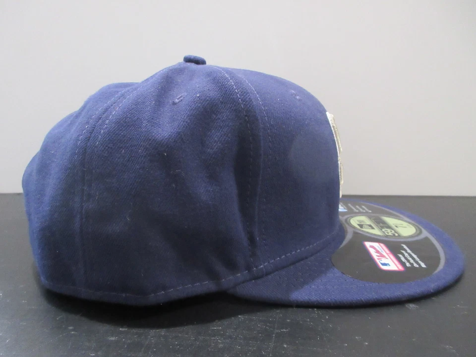 San Diego Padres Hat Cap Fitted Mens 7 3/4 Blue Gray Baseball Logo New Era - Image 4 of 4
