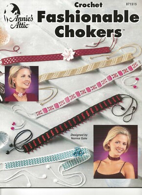 Fashionable Chokers Crochet Garnet & Pink Emerald Lavender Red Hearts Stars Teal