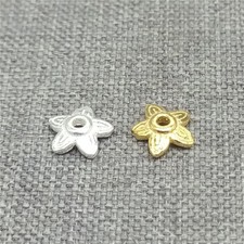 Sterling Silver Flower Bead Caps Gold Plated for Jewelry Findings 6mm 8mm