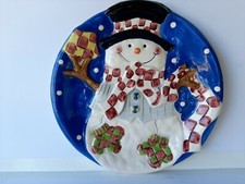 World Bazaars Inc Holiday Collection Gifts Ceramic Plate Frosty The Snow Man (K)