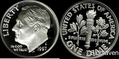 1997 S 90% Silver Roosevelt Dime Deep Cameo Gem Proof