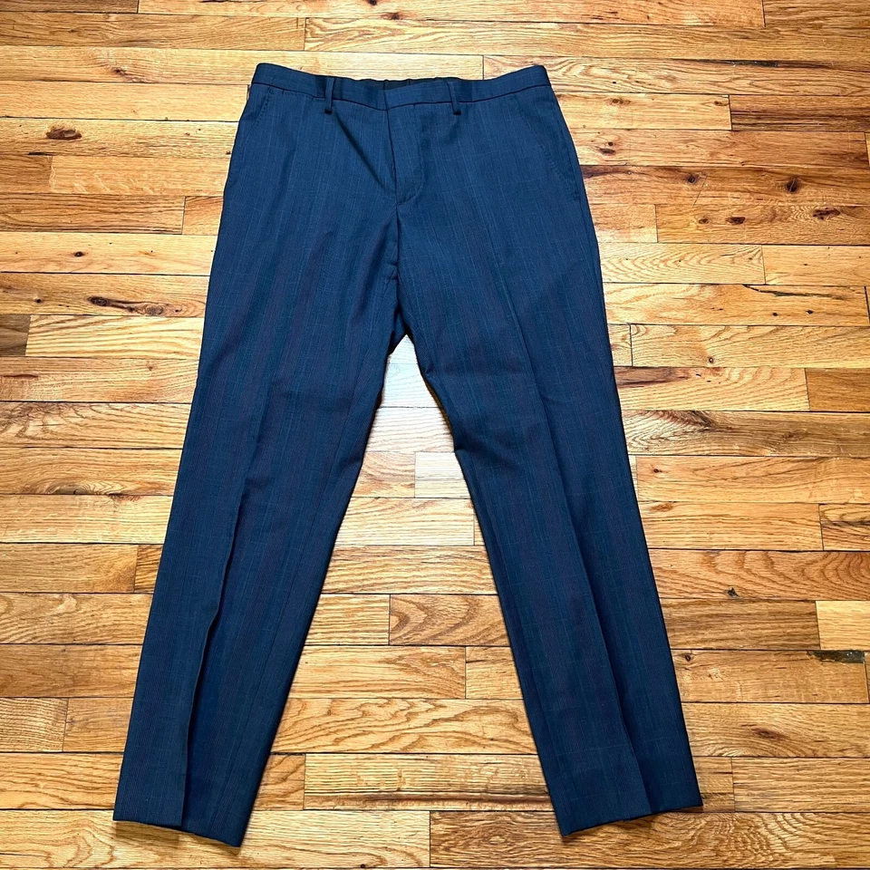 J.LINDEBERG Paulie Dressed Slim Fit Wool Pants Navy Blue Check Size 32 US / 48EU - Image 4 of 4