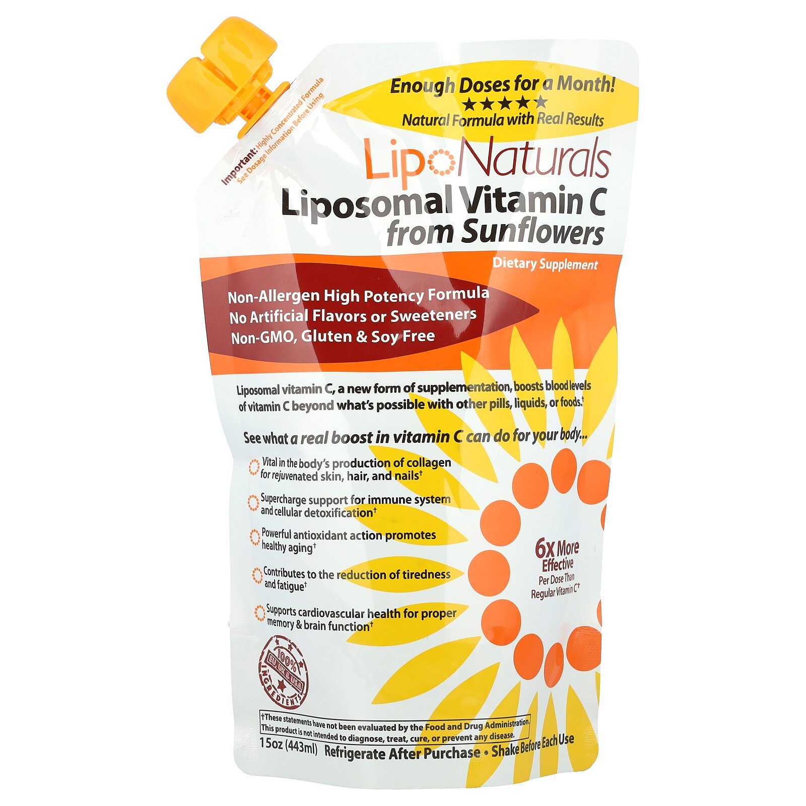 Липосомальный витамин С из подсолнечника, 15 унций (443 мл)