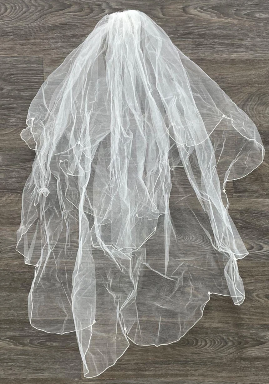 OFF WHITE Abito da sposa vintage Moonlight bianco sporco raso manica 3 4 velo taglia 10