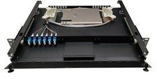 12 Fiber 1RU Rack Mount w/ 6 LC/UPC Duplex Adapters, Singlemode Pigtails  Tray