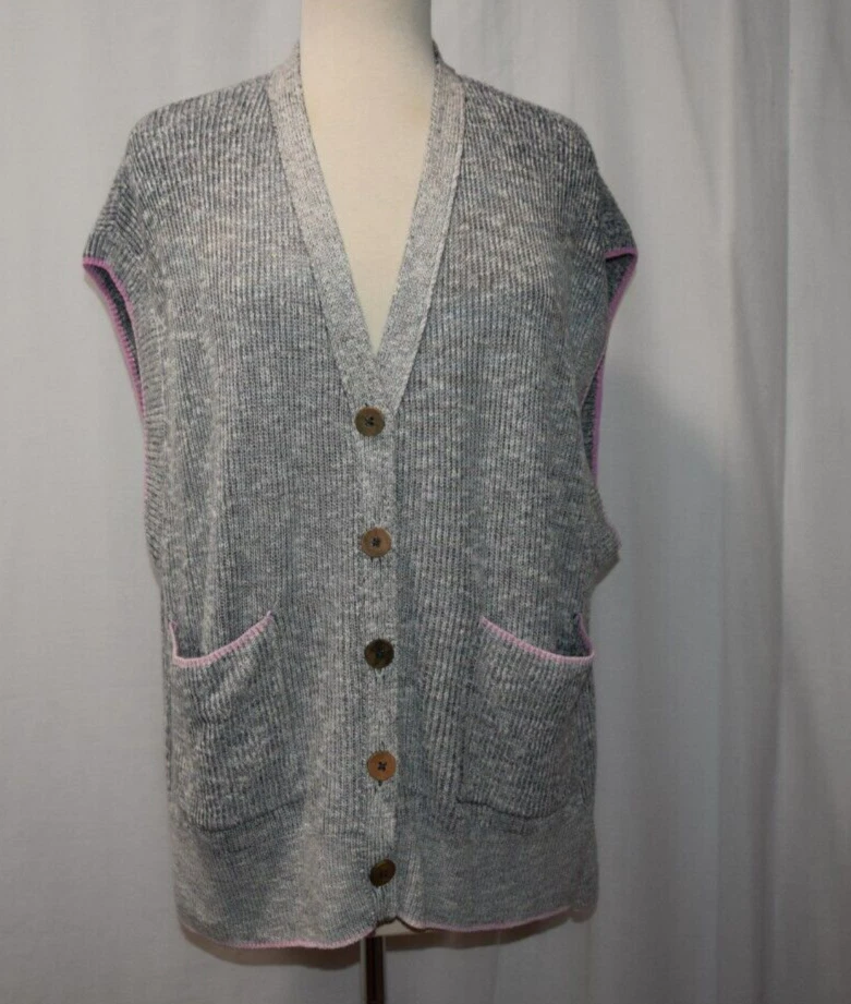 Gray sleeveless cardigan sale