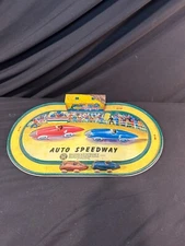 Automatic Toy Company Auto Speedway Tin Toy Racing Game WITH 2 Racecars