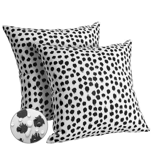 Set of 2 Black Polka Dot Outdoor Pillow Covers 18x18 Inches-image