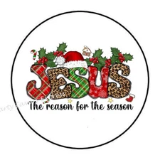 JESUS IS THE REASON FOR THE SEASON CHRISTMAS ENVELOPE LABELS STICKERS FAVORS