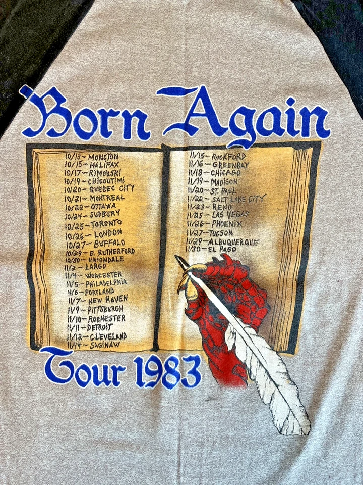 ORIGINAL OWNER! Black Sabbath 1983 Born Again Tour Vintage Raglan T Shirt - Image 4 of 4