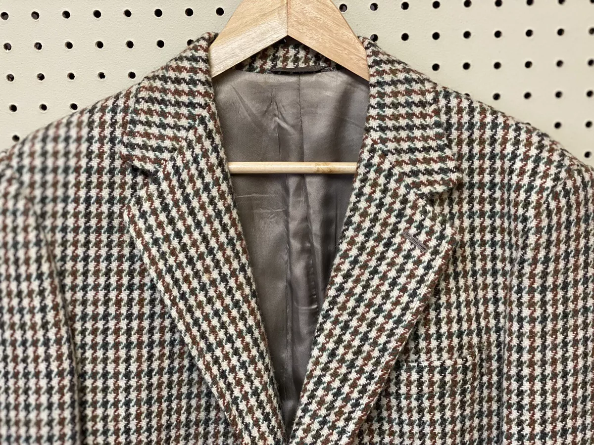 Vintage Harris Tweed Houndstooth Wool Sport Jacket Men Sz 40