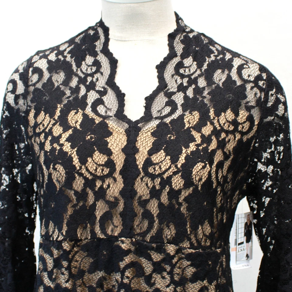 Мини-платье Karen Kane Plus черное расклешенное кружевное 2X сделано в США - Изображение 3 из 4