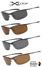 X-Loop Polarized Mens Metal Frame Semi Rimless Sport Designer Sunglasses UV400