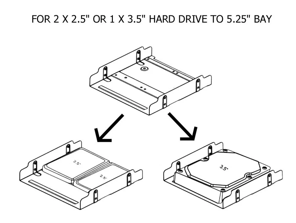 Bytecc BRACKET-25525 5.25" HDD Mounting Bracket for 2x2.5" HDD/SSD 5.25" Tray - Image 2 of 4