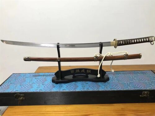 Japanese 98Type Army Samurai Sword Katana Sharp Folded Steel Clay Tempered - Picture 1 of 9