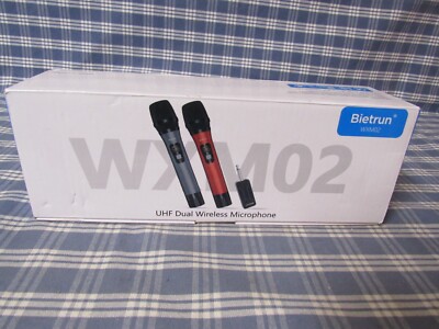 Bietrun WXM02 UHF Dual Wireless Microphone System (New Open Box) FREE SHIPPING.