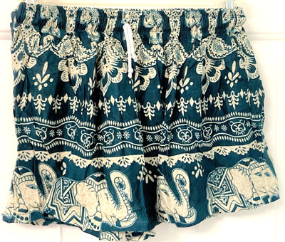 India Boutique Elephant Shorts Junior XS/S Girls S/M Turquoise Green NWT
