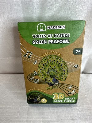 MakeBug D0016 Voices of Nature Green Peafowl 3D Kraft Paper Puzzle