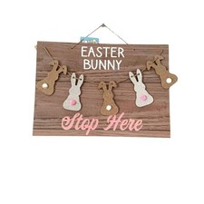 NWT Easter Bunny Spring Decorative Wood Sign Easter 2022