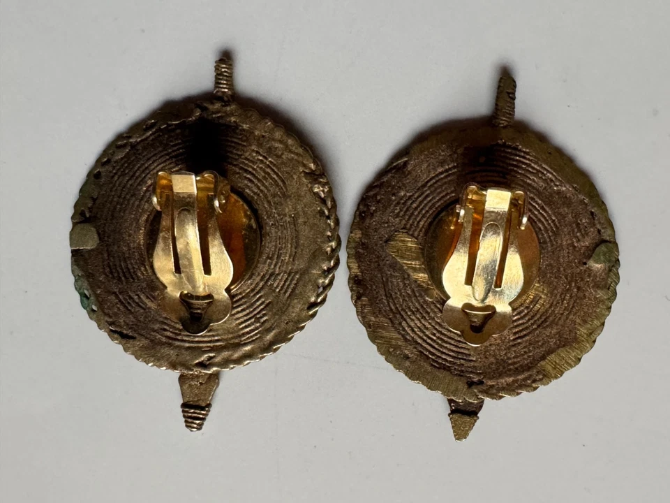 Ethno Ohrclips aus Messing -Primitive Darstellung eines Krokodils - Bronze - Bild 2 von 2