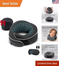 Travel Neck Pillow Kit 100 Memory Foam with Eye Mask Earplugs