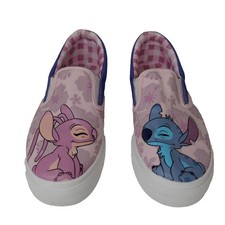 Disney Stitch Angel Slip on Shoes Women Sz 6.5 Pink Blue Canvas Lilo Stitch