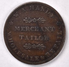 1834 Washington Row Providence R.I. W.A. Handy Merchant Tailor Hard Times Token