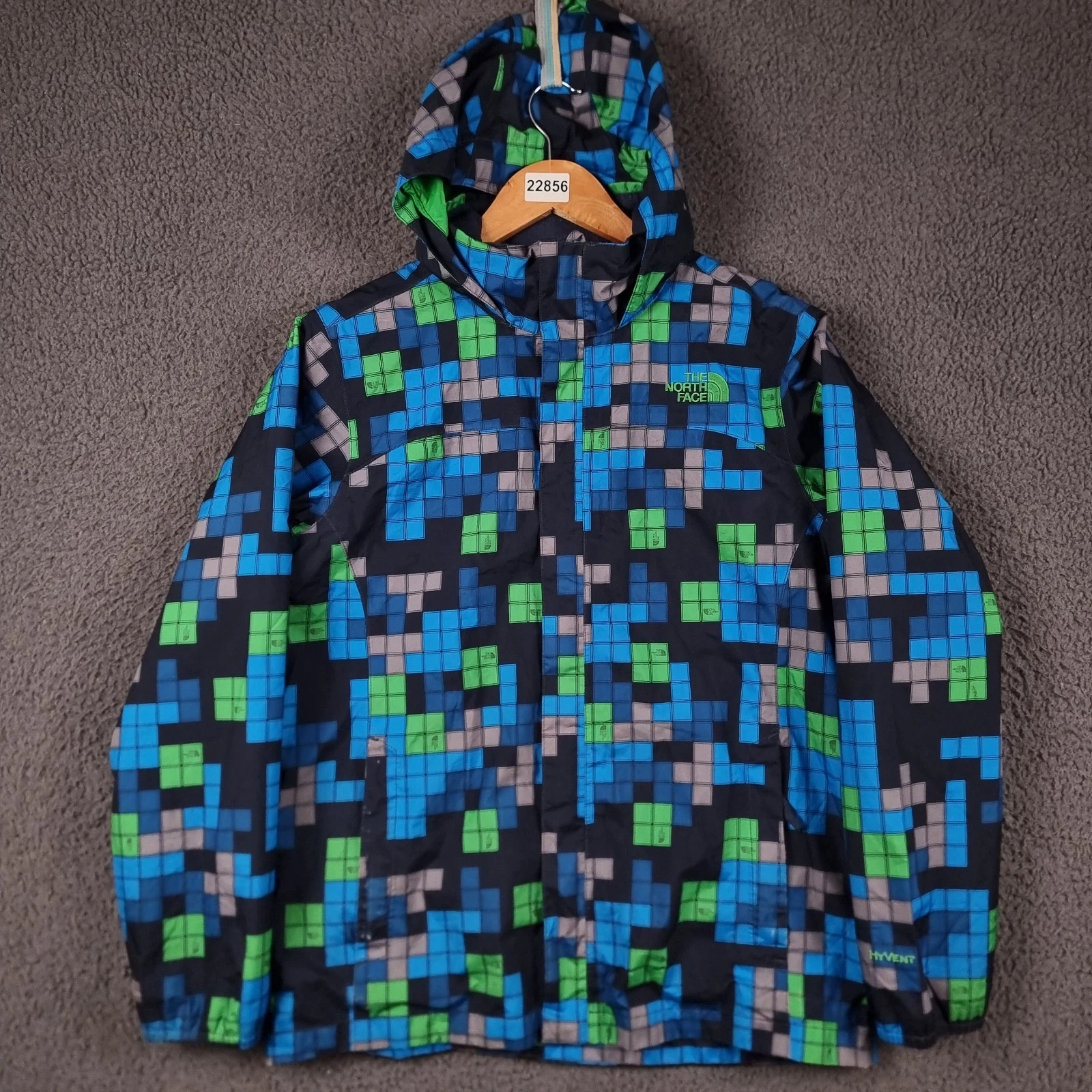 THE NORTH FACE Jacket Boys XL 18 20 Yrs Blue Hyvent Waterproof Rain Coat Hooded