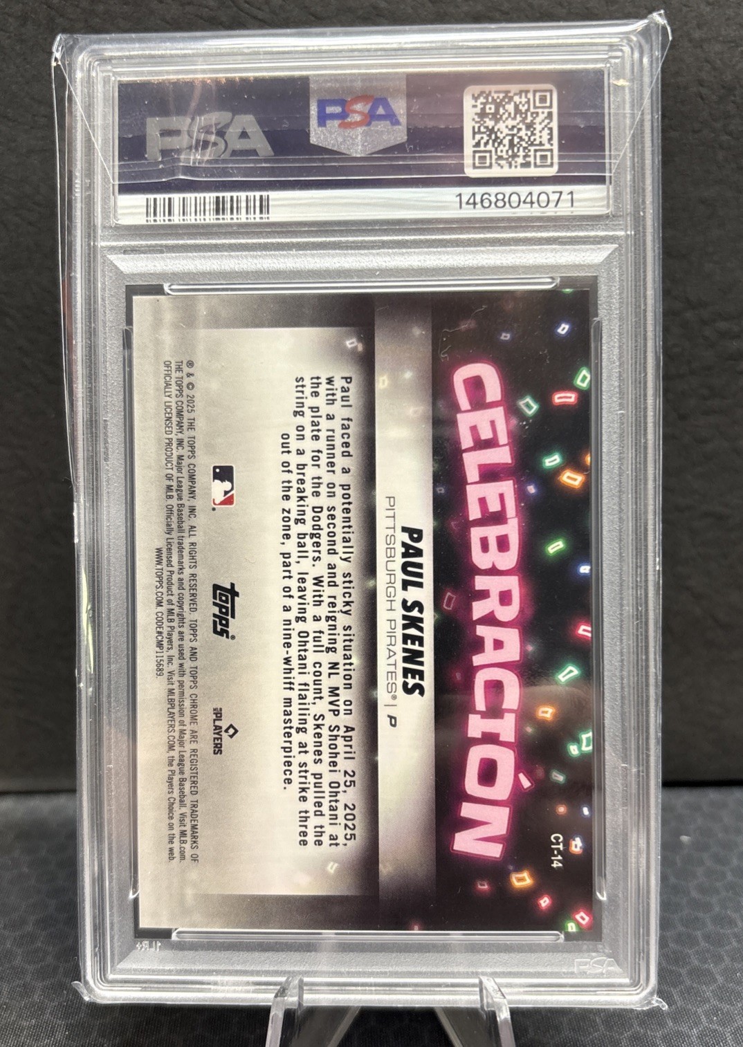 2025 Topps Chrome Update Paul Skenes CELEBRACION #CT-14 MINT 9 PSA view 2