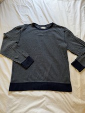 J.CREW Men's Gray Navy 100 Cotton Pullover Sweater Crew Neck Long Sleeve Size L