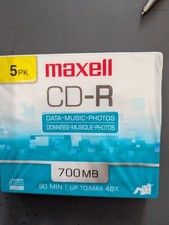 Maxell CD-R Maxdata 80 Min 700mb 5 Pack Blank CDs NEW, SEALED LOT OF 2