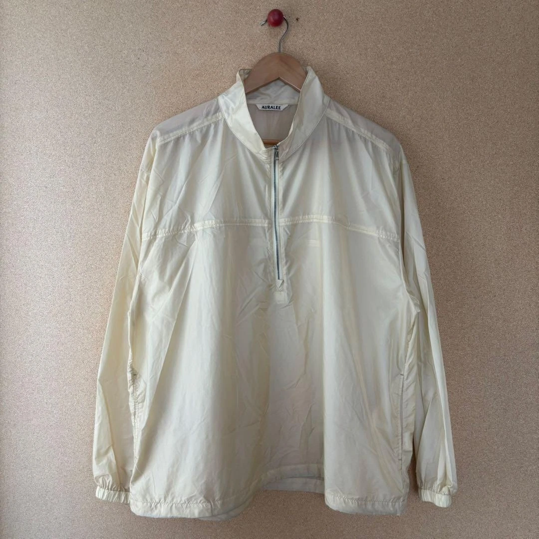 AURALEE Light Nylon Half Zip Pullover Yellow Size 4 Used - product detail image 1
