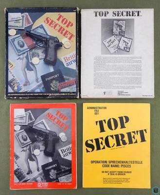 TOP SECRET: Espionage RPG (Classic Black Box) PLAY SET Roleplaying Game TSR 7006