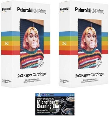 Polaroid Hi-Print 2 x 3'' Paper Cartridges BULK Packaging - 2 Pack, 40 Sheets