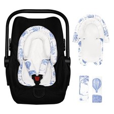 Baby Car Seat Head Support with Extra Headrest, 2-in-1 Universal, Blue Animal