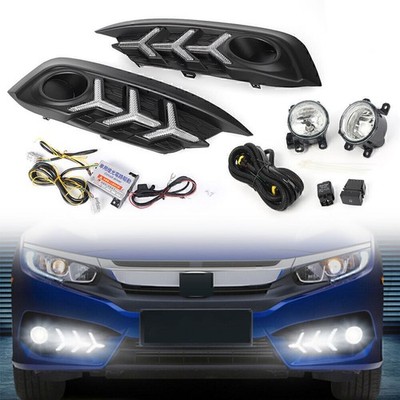 For Honda Civic 2016-2018 Fog Lamps Set + Switch Wiring Kit Driving Lights Lamps