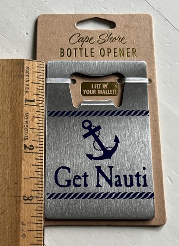 Get Nauti Cape Shore Bottle Opener Flat Steel Fits In Wallet Anchor Sea NWT - Picture 2 of 7
