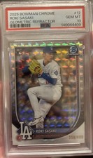 2025 Bowman Chrome Roki Sasaki #12 Geometric Refractor /499 RC PSA 10 - Dodgers