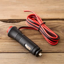 12V–24V Cigarette Lighter Plug with Switch & LED | 10A Fuse, 1.5m Wire