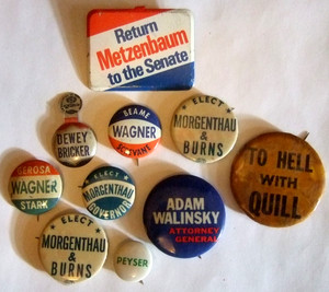 New York Political Buttons Dewey Wagner Morgenthau Mike Quill 