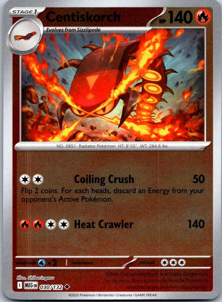 Centiskorch Reverse Holo Uncommon ME01: Mega Evolution 030/132 NM