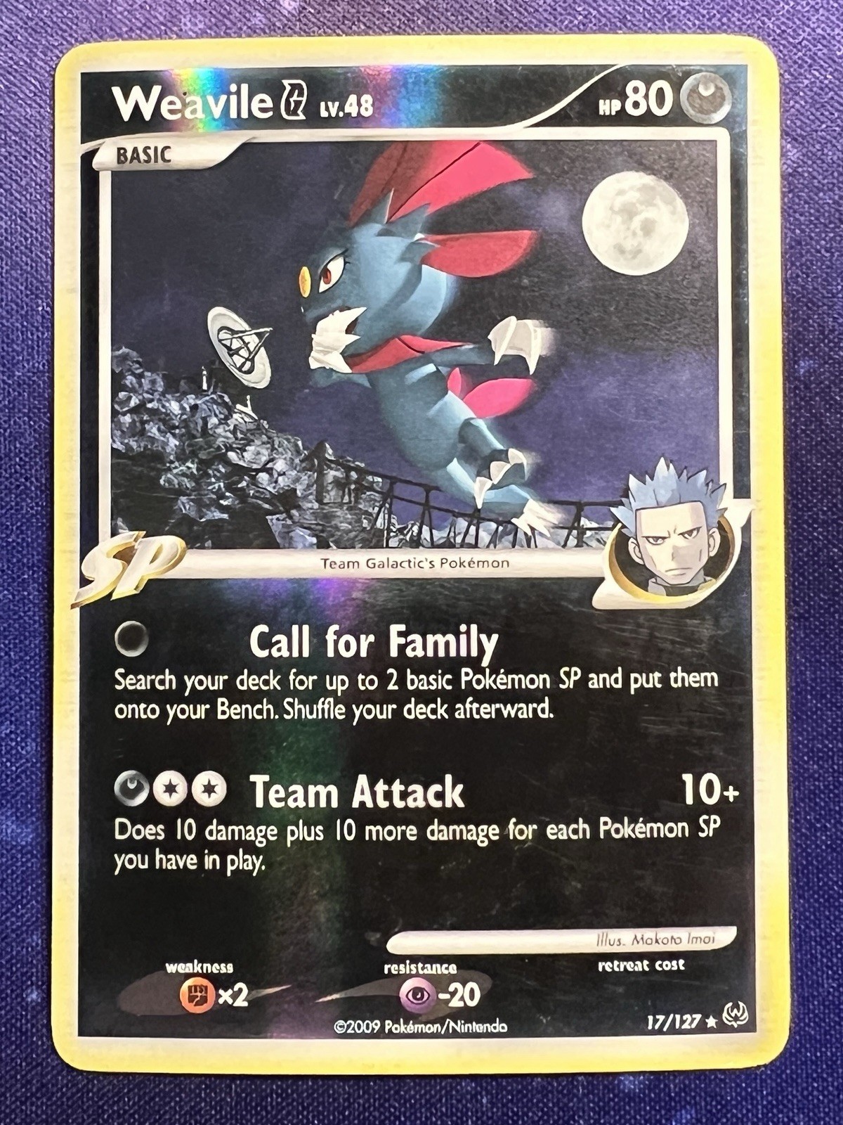 Pokemon TCG 2009 - Weavile G - 17/127 - Platinum Reverse Holo - LP
