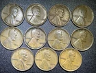 1909-1919 Lincoln Wheat Cent SET AVERAGE CIRC (11) Coins Total SKU028