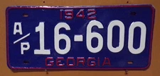1942 Georgia License Plate