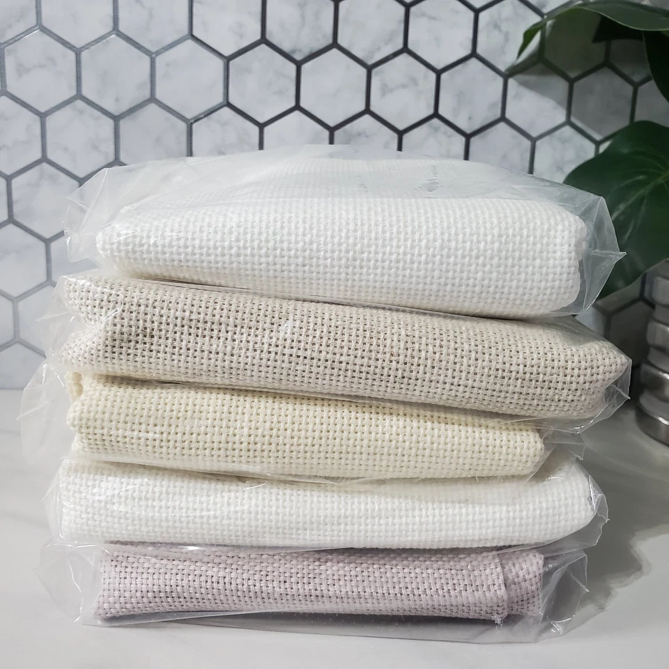 Lincoln Aida 14 Cross Stitch Fabric Pastel Color Lot of 5 - Image 2 of 4