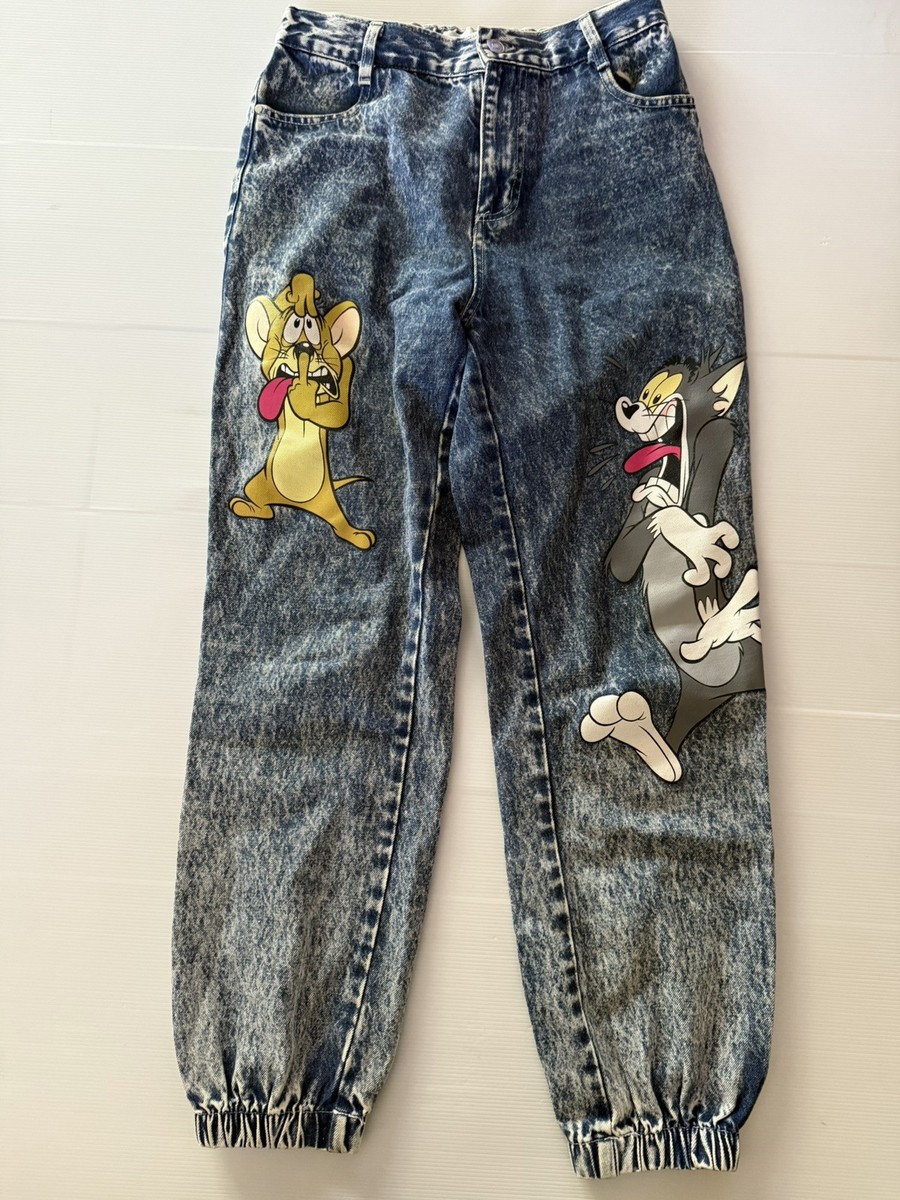 ZABA Size 12 Tom And Jerry Print Jogger Style Denim Jeans