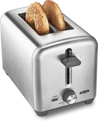 Stainless Steel 2 Slice Toaster with Extra Wide Slots & Removable Crumb Tray -