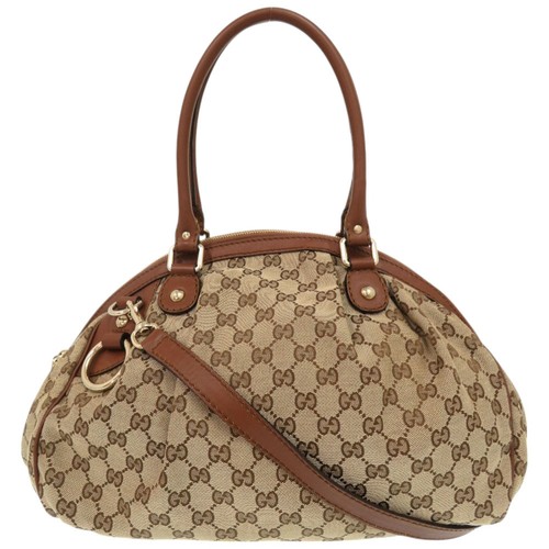 Gucci Suki 223974 GG Canvas Leather Beige Brown 2WAY Shoulder Handbag 1260 GUCCI