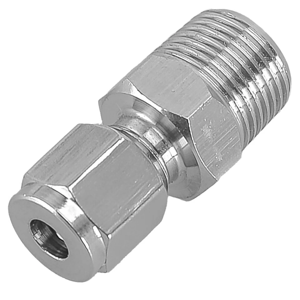 1x Compression Tube Pipe Fitting Male Connector NPT1/4" Universal Get - Immagine 3 di 4